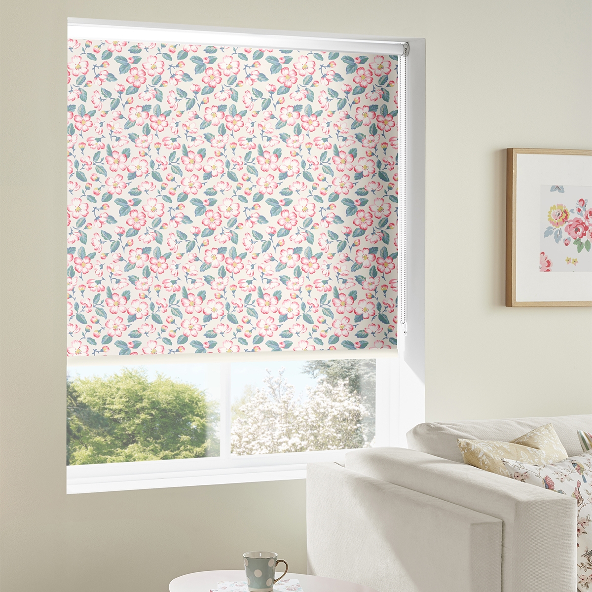 Product photograph of Cath Kidston Climbing Blossom Blush Roller Blind from Choice Furniture Superstore.